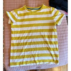 Boden Boys Yellow White Striped Cotton T-Shirt Size 9-10Y 140cm Short Sleeve Tee